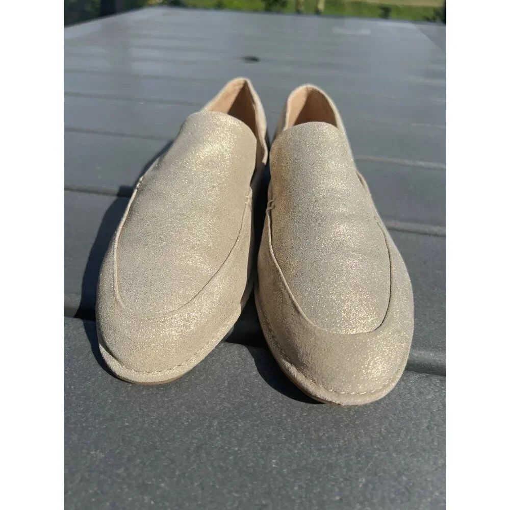 Antonio Melani Glen Women Gold Leather Slip-On Loafers Size 5 1/2 M